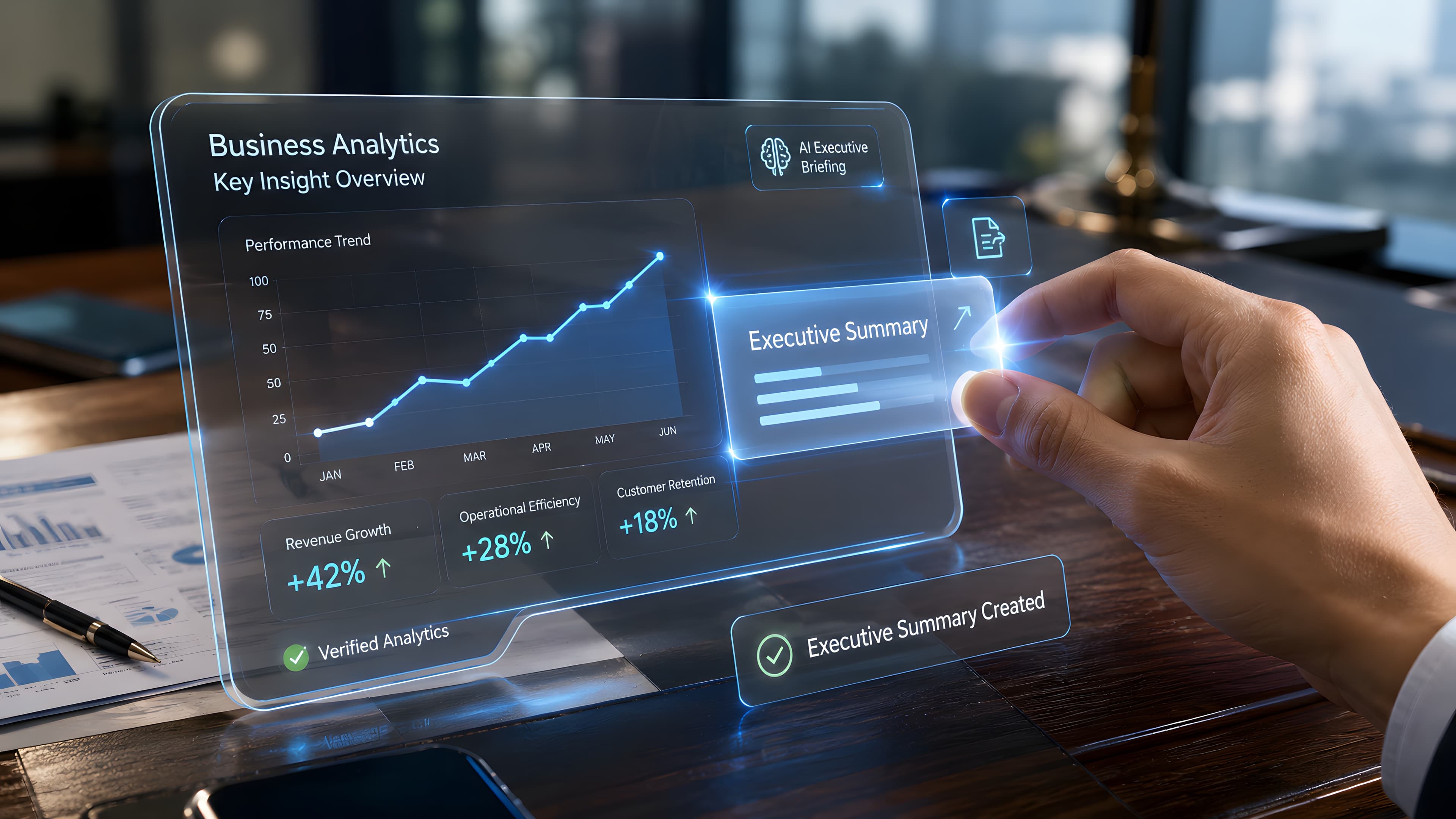 Executive reporting and decision system dashboard with business analytics